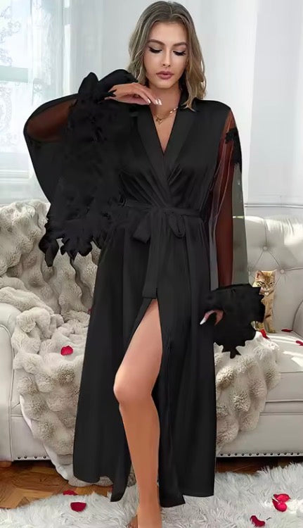 Elegant Lace Slim Long Sleeve Robe