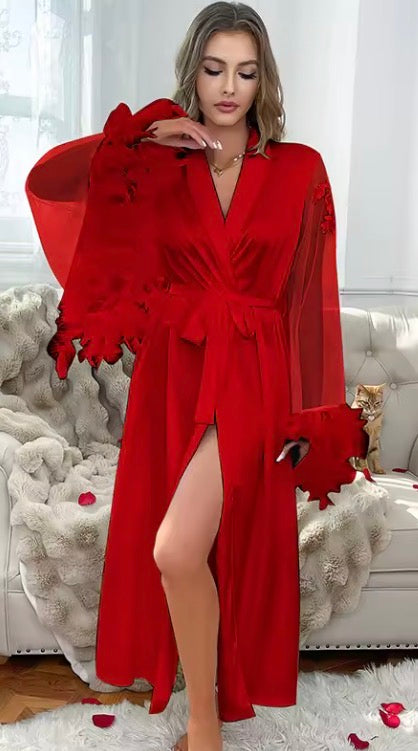 Elegant Lace Slim Long Sleeve Robe
