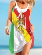 Italy Flag Dress Women Fashion Beach Strap Dress