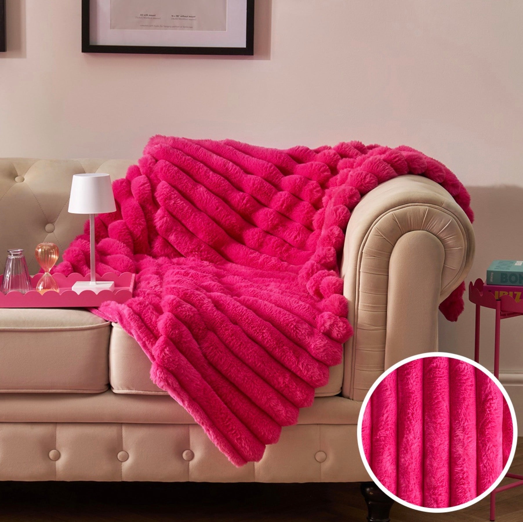Jumbo Faux Fur Ribbed Throw