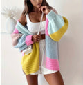 Color Block Patchwork Design Cardigan