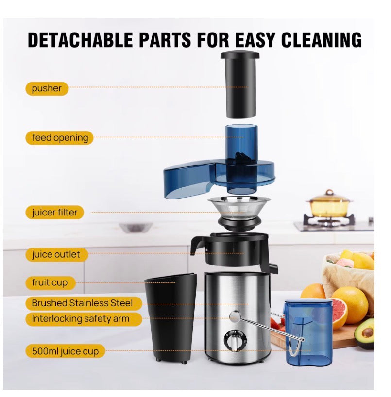 Juicer Machine, Feed Chute for Fruits, Vegetables & Citrus