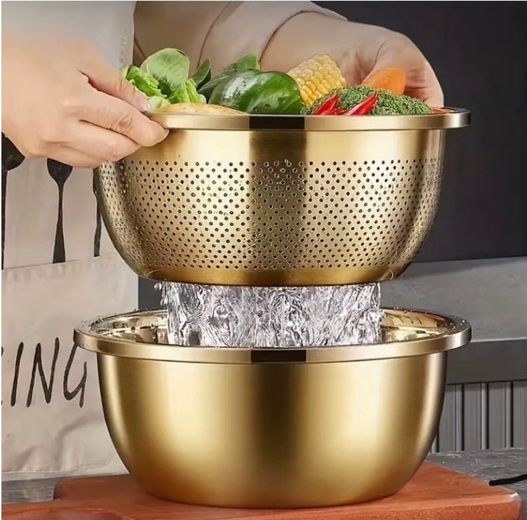 2PC Stainless Steel Strainer & Steamer Set