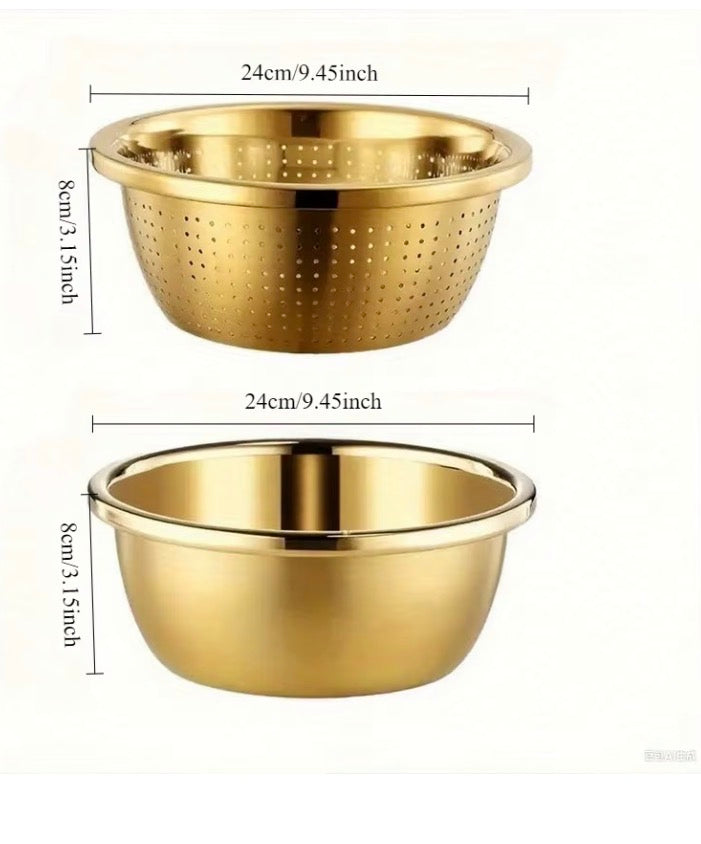 2PC Stainless Steel Strainer & Steamer Set