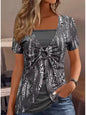 Elegant Square Neck Women's Short Sleeve T-Shirt