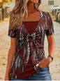 Elegant Square Neck Women's Short Sleeve T-Shirt