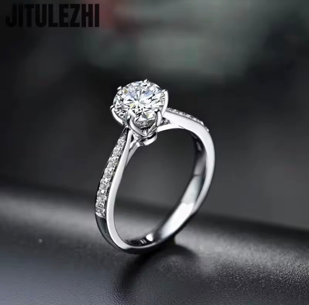 Hot Luxury Crystal 925 Sterling Silver Diamond Ring 💍✨