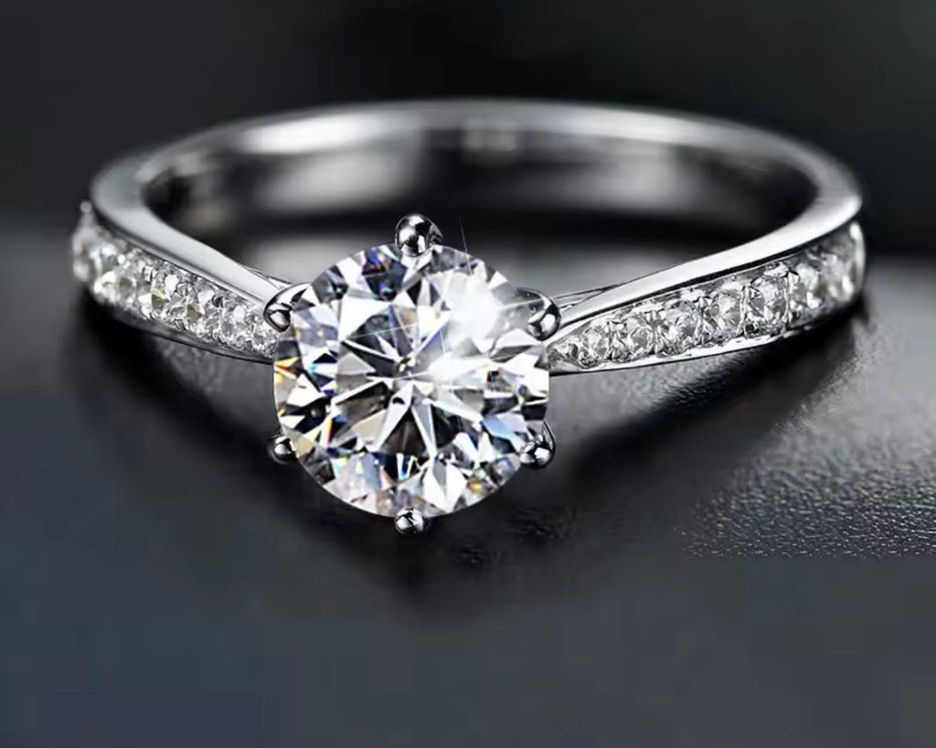 Hot Luxury Crystal 925 Sterling Silver Diamond Ring 💍✨