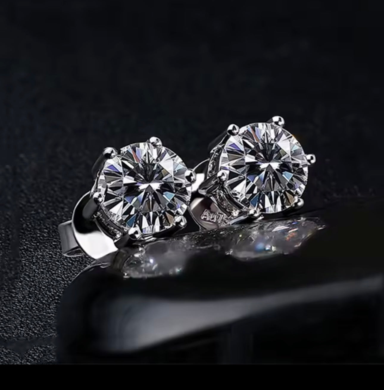 Diamond Ear Studs – 925 Sterling Silver 💎✨