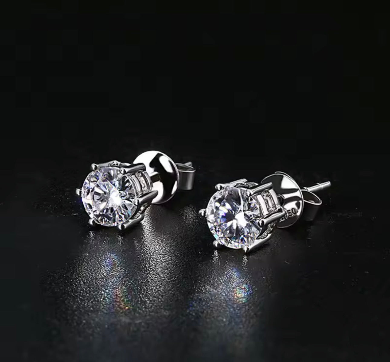 Diamond Ear Studs – 925 Sterling Silver 💎✨