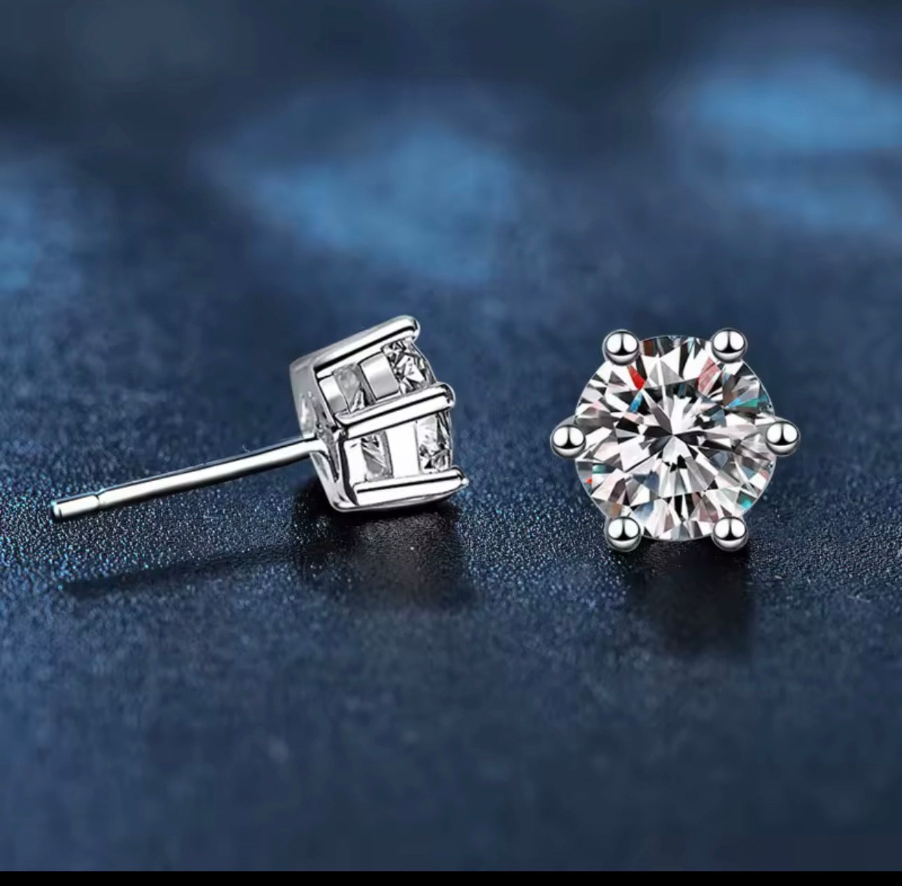 Diamond Ear Studs – 925 Sterling Silver 💎✨