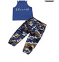 Girls Sleeveless Letter Print Sling Tank Tops + Elastic Waist Camouflage Trousers