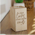 Personalised Love Story Wooden Tealight Holder