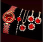 6PCS Elegant Women's Fashion Jewelry and Watch Set