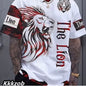 Mens Lion Print Short Sleeve Crew Neck T-Shirt
