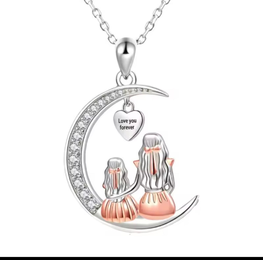 Mother & Daughter “Love You Forever” Moon Necklace