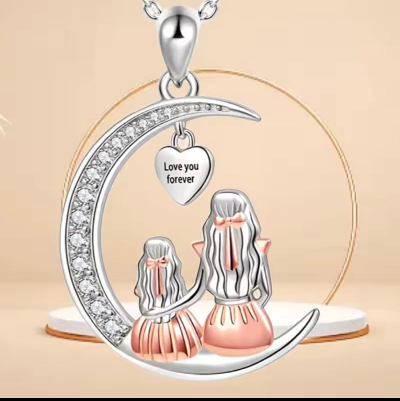 Mother & Daughter “Love You Forever” Moon Necklace