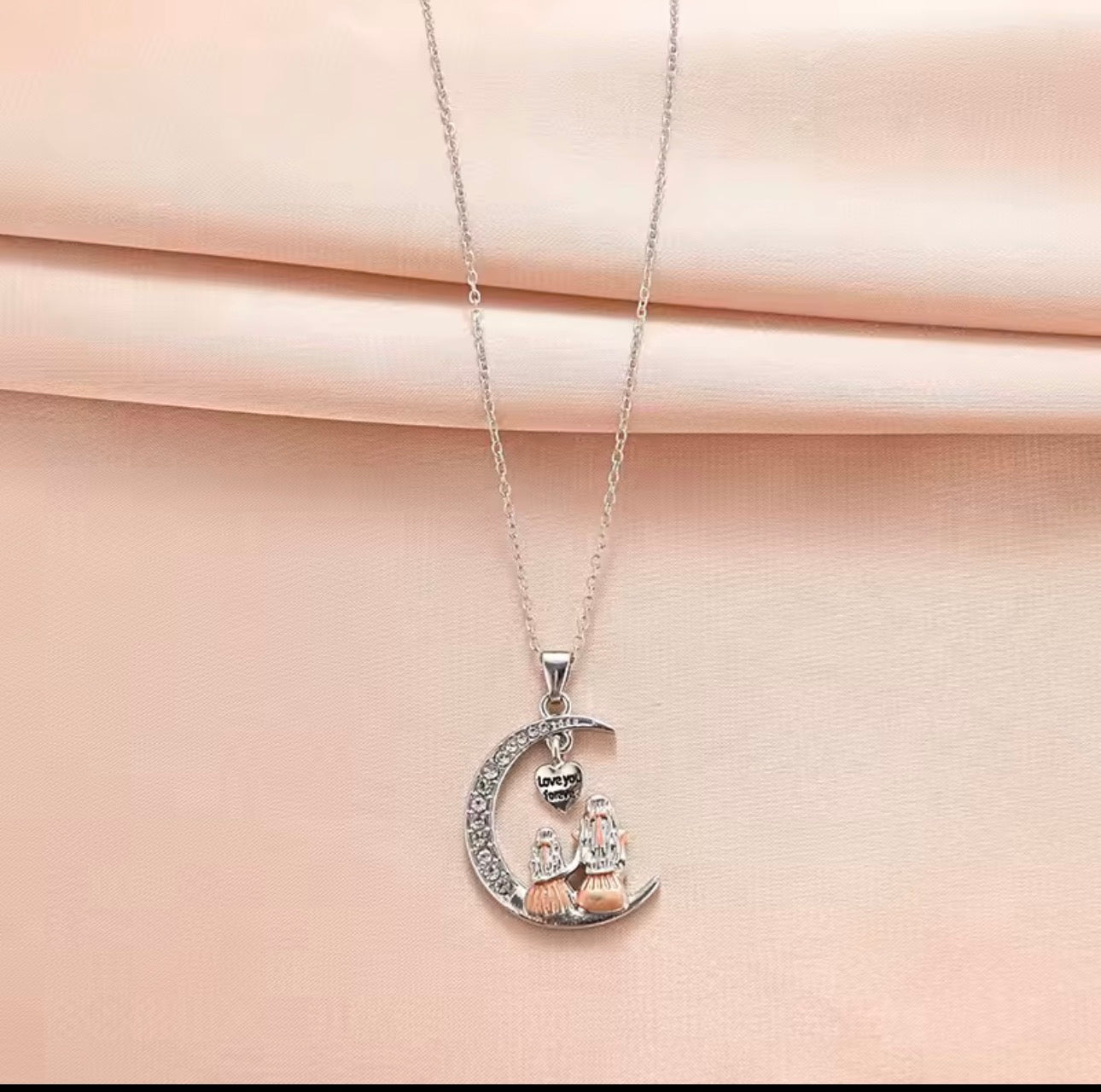 Mother & Daughter “Love You Forever” Moon Necklace