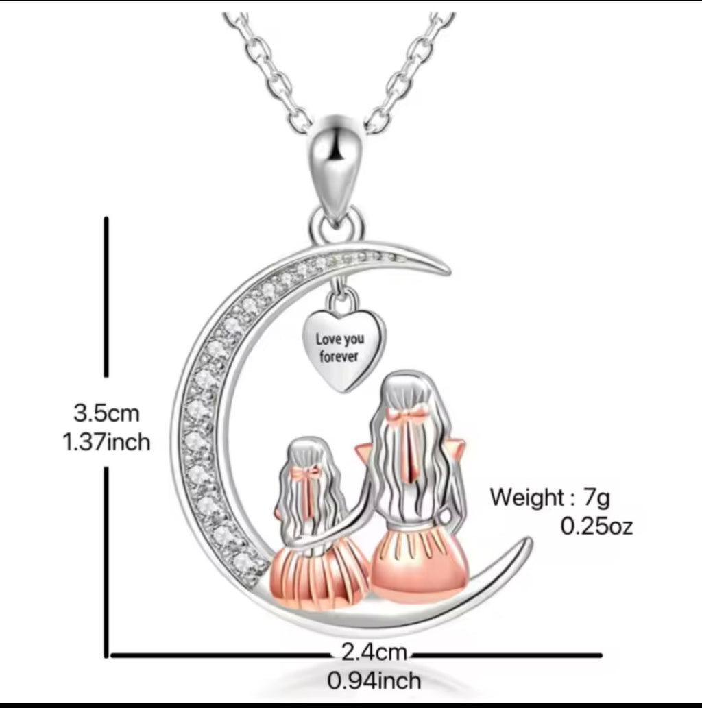 Mother & Daughter “Love You Forever” Moon Necklace