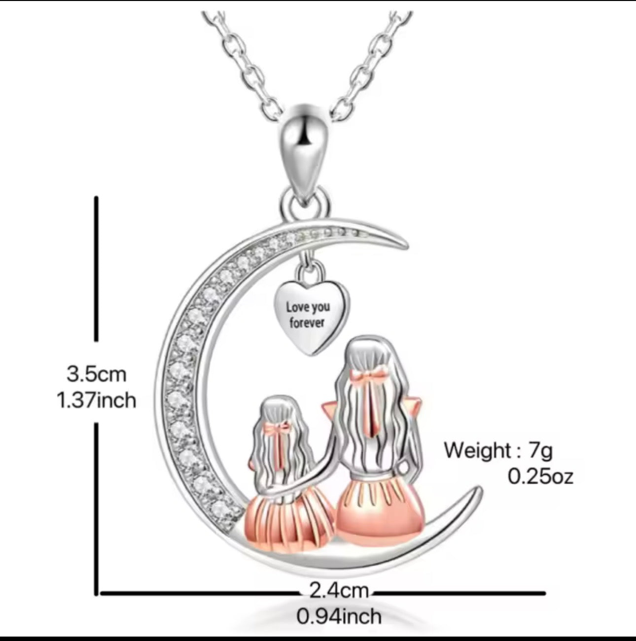 Mother & Daughter “Love You Forever” Moon Necklace