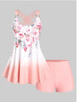 Floral Print Crisscross Modest Tankini Swimsuit