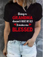 Blessed Grandma Print T-Shirt