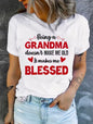 Blessed Grandma Print T-Shirt