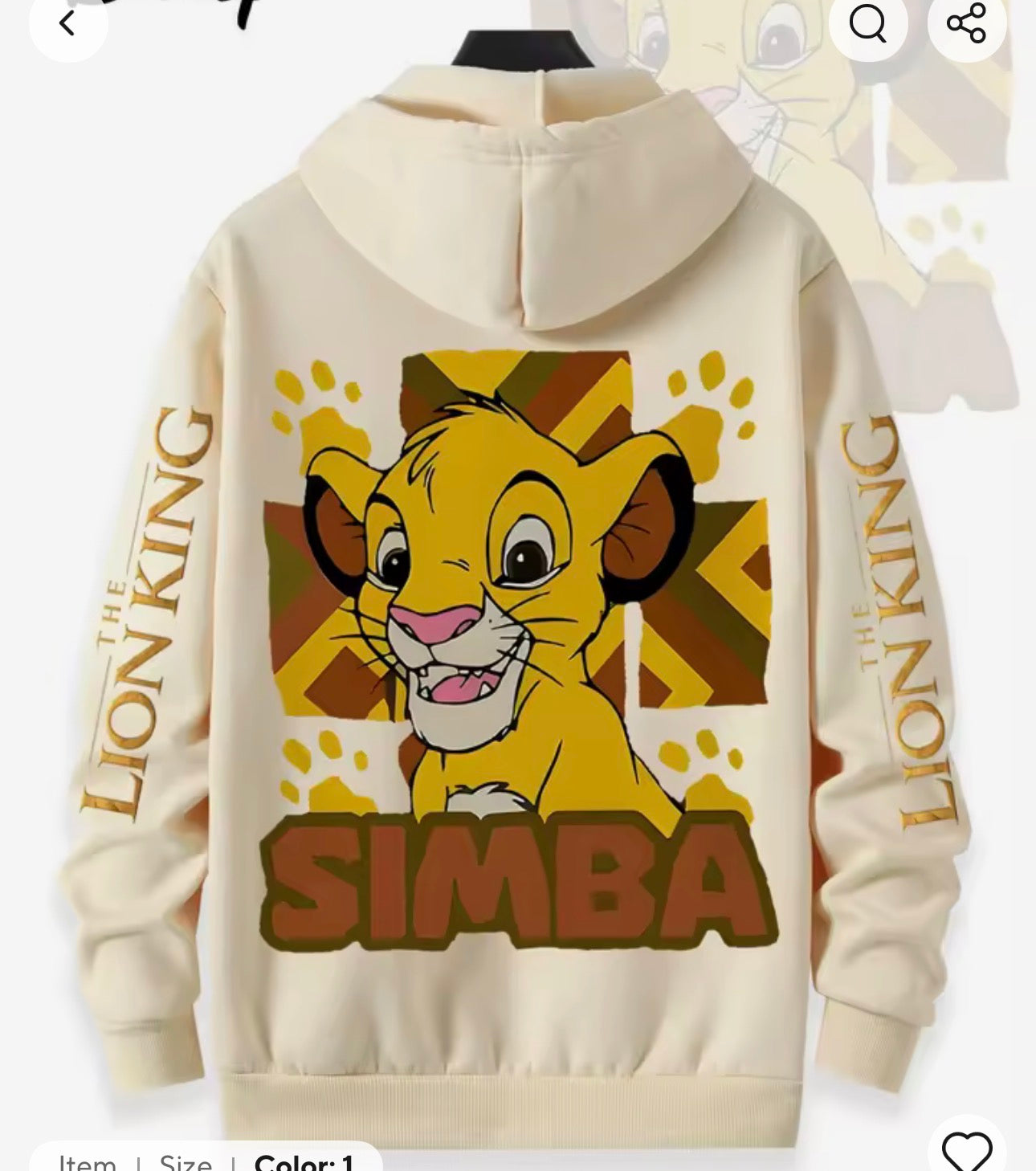 Lion King Simba Hoodie.