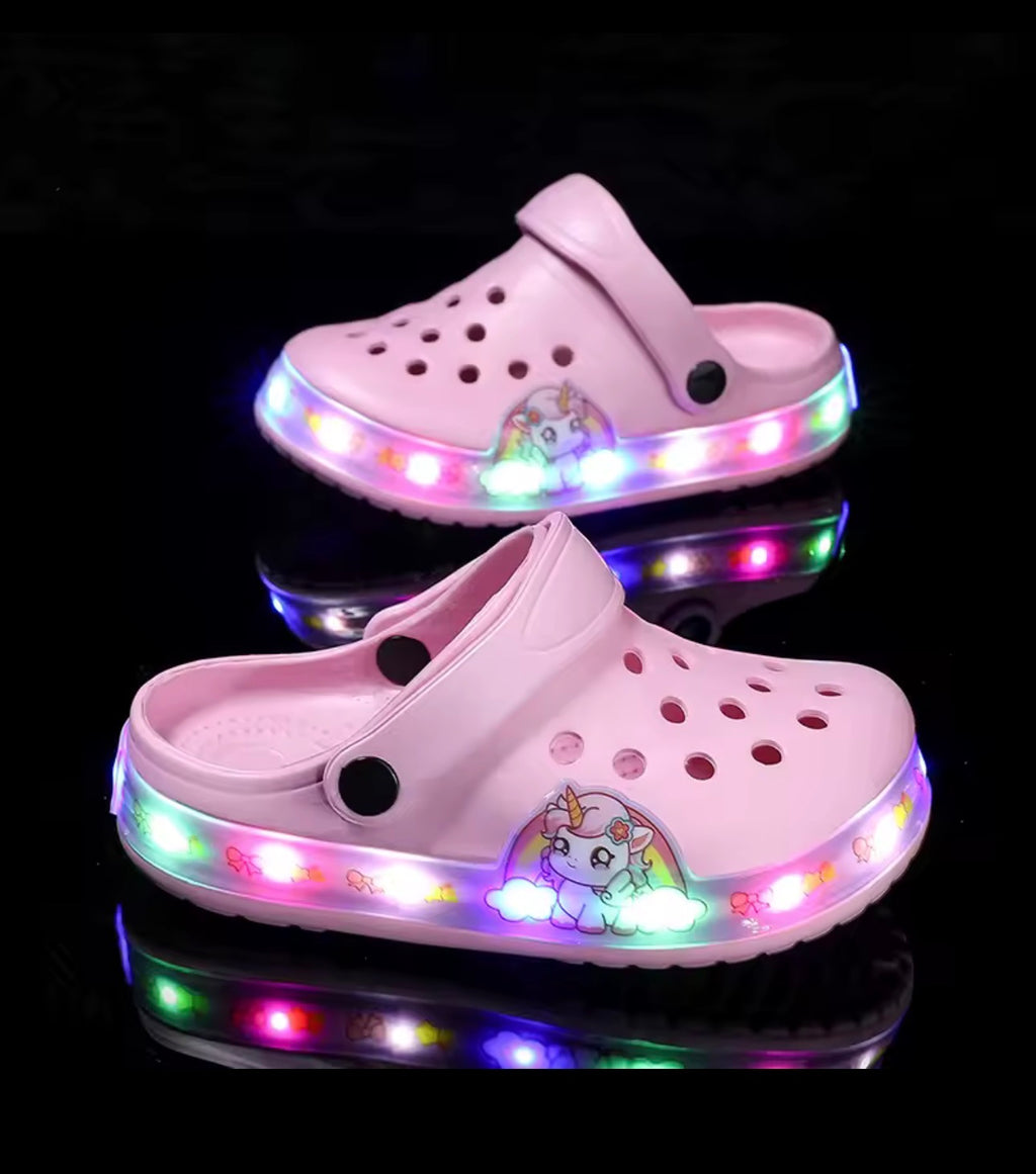 Girls Unicorn Light Up Crocs