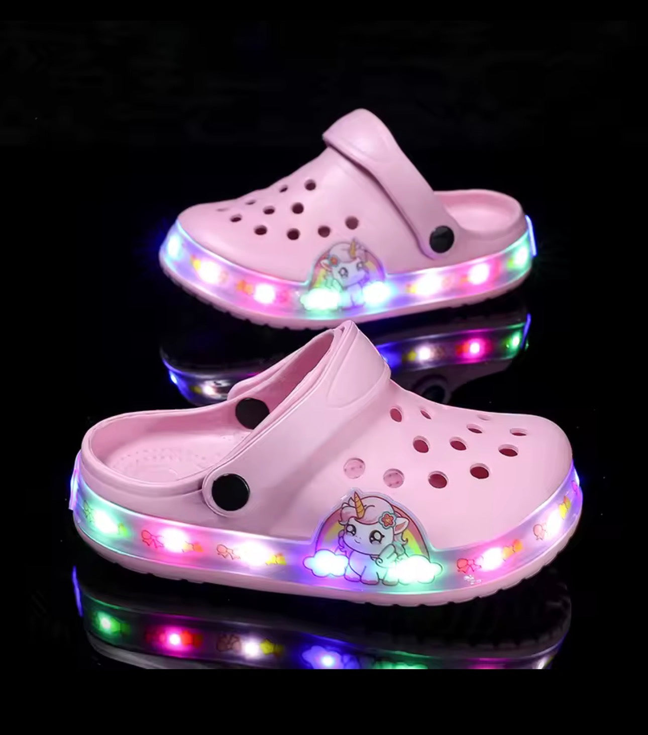Girls Unicorn Light Up Crocs