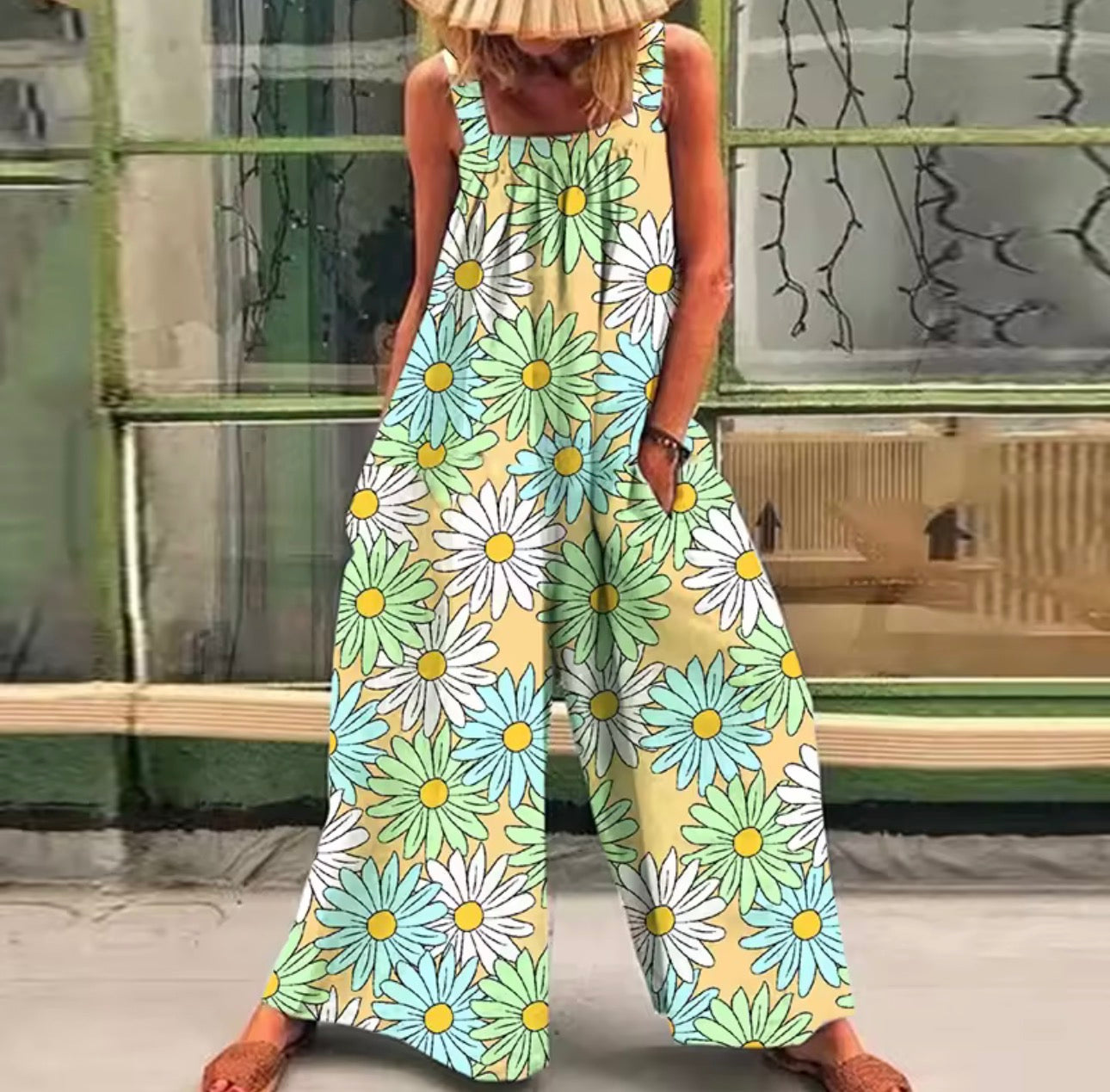 Loose Casual Lazy Wind Oversize Print One-Piece