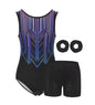 Gymnastics Leotards Kids Water-drop Back, Headbands and shorts ﻿