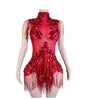 Sparkle Rhinestones Mesh Tassels Leotard Drag Queen/Dance Attire Bodysuit