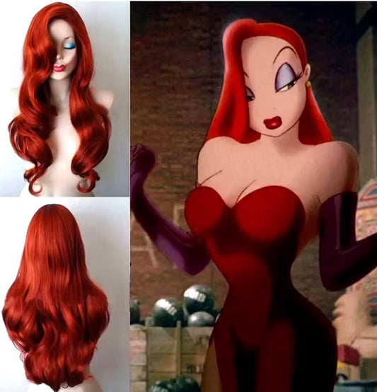 26inch synthetic Red Long Curly Cosplay Wig
