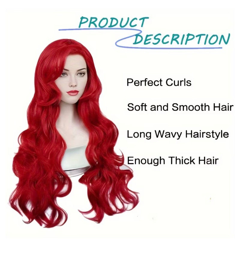 26inch synthetic Red Long Curly Cosplay Wig