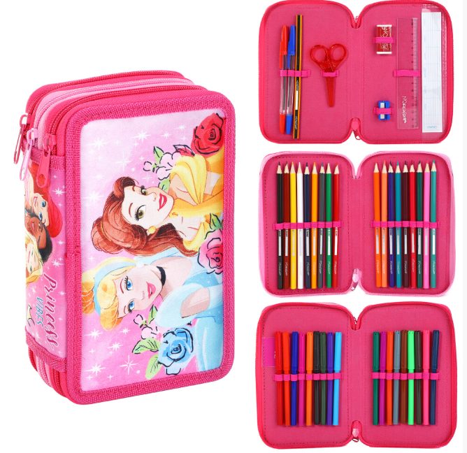 Disney Princess 3 Tier Filled Pencil Case