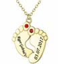 Footprint Pendant Necklace Personalized With Birth Stone