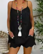 Casual V-Neck Sleeveless Embroidery Top Shorts Set