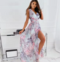 Women's Long Skirt with Butterfly Knot Print Chiffon Dress