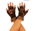 Black Lace Ladies Madonna Fingerless Gloves Goth Fancy Dress