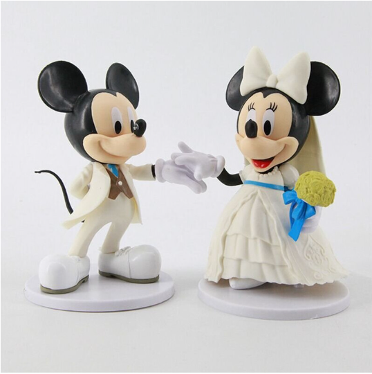 2-Pack Disney Mickey & Minnie White Wedding Dress Figures - Cake Topper Gift