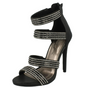 Ladies Anne Michelle Strappy Zip Up Heeled Party Shoes