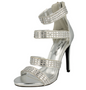 Ladies Anne Michelle Strappy Zip Up Heeled Party Shoes