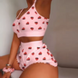 Love Printed Lace Sling Crop Tops and Shorts Summer 2-Piece Pyjama Set