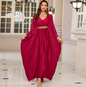 Plus Size Moroccan Print V-Neck Batwing Kaftan Loose Fit Beach Dress