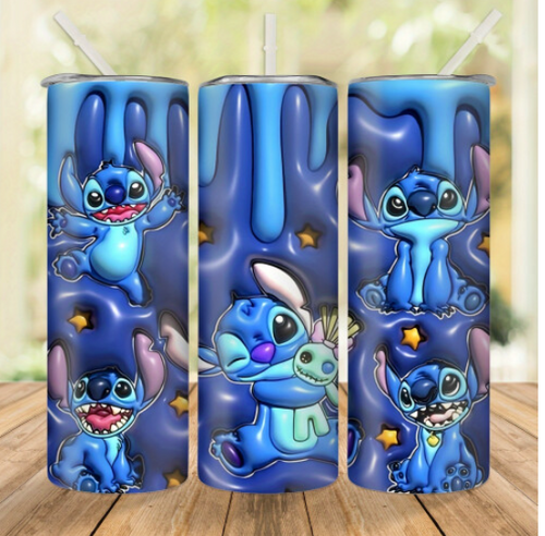 Tumbler With Lid And Straw, 20oz Stitch Stainless Steel Water Bottle