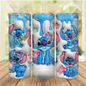 Tumbler With Lid And Straw, 20oz Stitch Stainless Steel Water Bottle