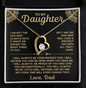 To My Daughter Beautiful Heart Necklace Gift - Love Dad