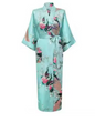 Luxury Peacock Satin Kimono Robe