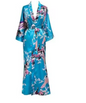 Luxury Peacock Satin Kimono Robe